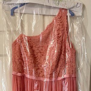 David's Bridal Bridesmaid Dress Long One Shoulder Lace Parfait Size 20